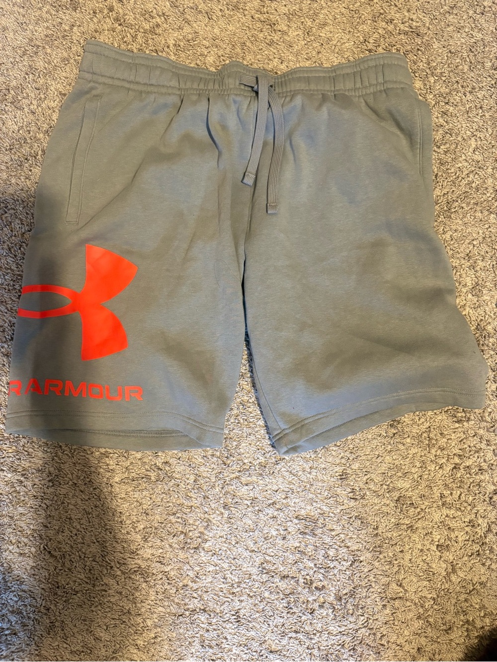 Under Armour Men's Gray Shorts with Bright Red Logo